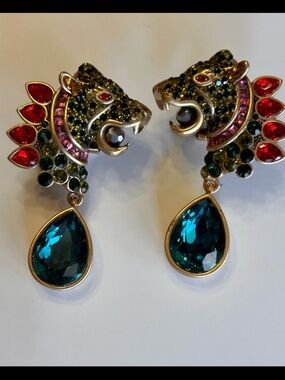KJL statement panther drop earrings